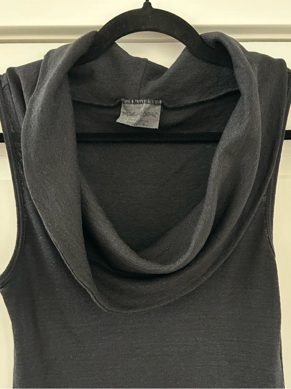 Michael Stars Black Cowl Neck Sleeveless Top One Size Soft Stretch Knit Tank - Picture 3 of 6